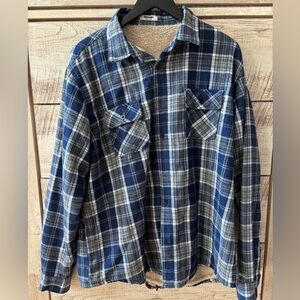 Brand new, never worn!
Blue Plaid Button-Up Shirt 
T 12